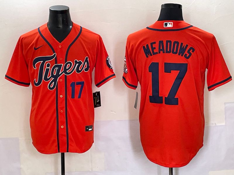 Men 2025 Detroit Tigers #17 Meadows Orange Game Nike MLB Jersey style 2->detroit tigers->MLB Jersey